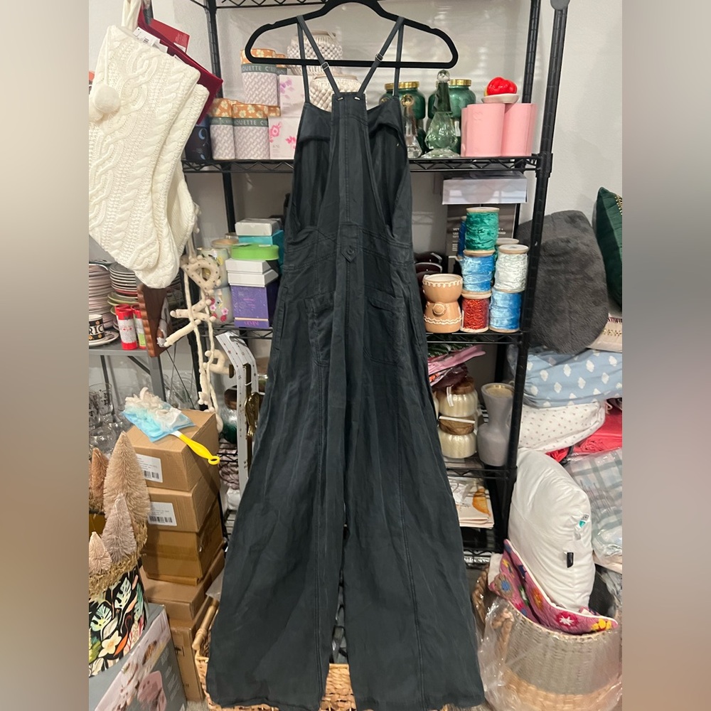 Free People Washed Black Wide-Leg Jumpsuit - Picture 7 of 9